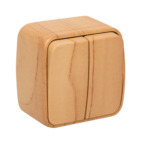 Минск Выключатель 2-клавишный ОП 10А светлое дерево EKF