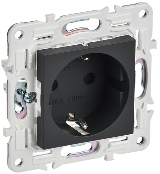 SKANDY Розетка с заземлением с защитными шторками 16А безвинтовое крепление SK-R06G графит IEK