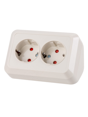 Розетка угловая двойная 2П+3 открытой установки с з/ш IP20 250В 16А сл. кость "Ладога" TDM
