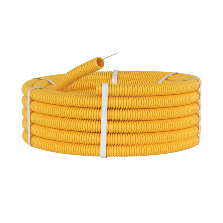 Труба ПВХ гибкая гофр. д.20мм, лёгкая с протяжкой, 100м, цвет желтый DKC