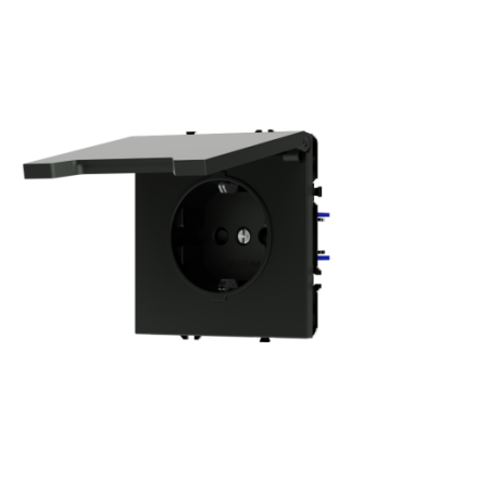 Розетка встраиваемая Voltum S70 с заземлением, защитными шторками и крышкой 16А, (титан)