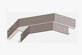 Лоток угловой замковый глухой КГЗГ 400х80-135 УТ1,5 поворот на 135, оцинкованный лист, S1,0