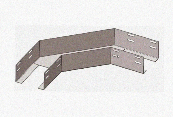 Лоток угловой замковый глухой КГЗГ 400х80-135 УТ1,5 поворот на 135, оцинкованный лист, S1,0
