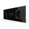 Сенсорный выключатель комб. на 3 линии 1 розетка 3 модуля Черный Livolo
