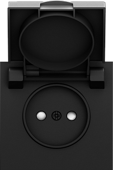 Donel S08 черный графит накладка для розетки без заземления, с крышкой, 16A 250 В~, серия DB