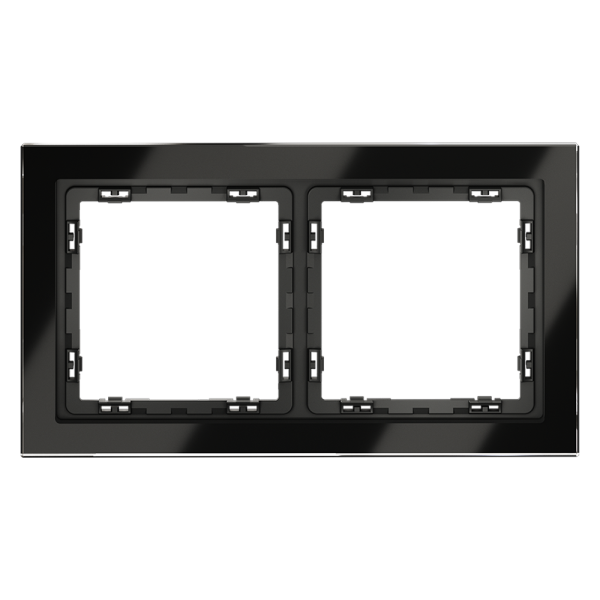 Рамка стеклянная Voltum S70 на 2 поста, (черный, стекло)