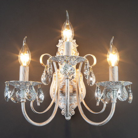 Бра с хрусталем 3*E14 60Вт белый с золотом IP20 Alda (3305/3 белый с золотом) Eurosvet