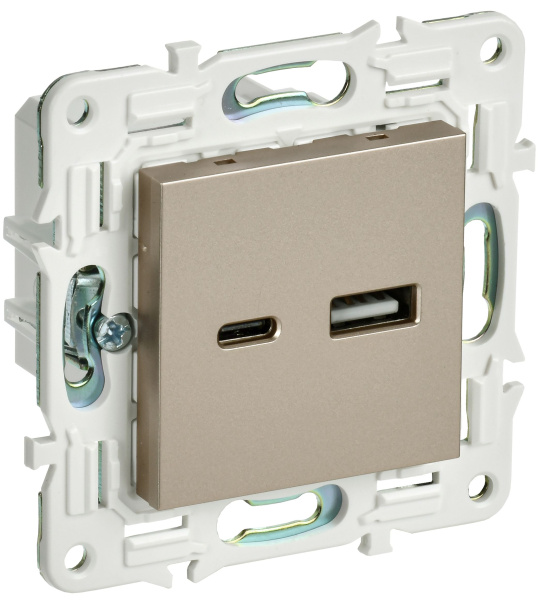 SKANDY Розетка USB A+C 3,1А SK-R14Sh шампань IEK SKANDY Розетка USB A+C 3,1А SK-R14Sh шампань IEK