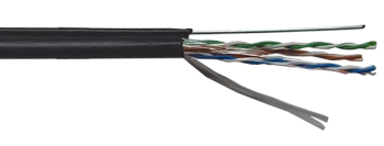 ITK Кабель связи витая пара ШПД F/UTP кат.5E 4 пары solid LDPE трос 1,2мм 305м черный