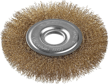 Профессионал. Щетка дисковая для УШМ, витая стальная латунированная проволока 0,3мм, 125х22мм ЗУБР
