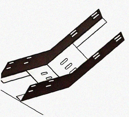 Лоток перфорированный КП 400х65-45 УТ1,5 для поворота трассы вверх на 45, горячее цинкование S1,5