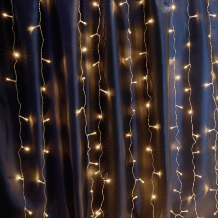 Св/д гирлянда Feron CL19 занавес 2*1,5м + 3м 230V 2700К, статичная, прозр.шнур