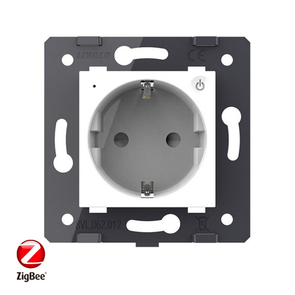 Розетка ZigBee (Wi-Fi) с з/з с защитными шторками 16A, цвет белый (механизм) Livolo