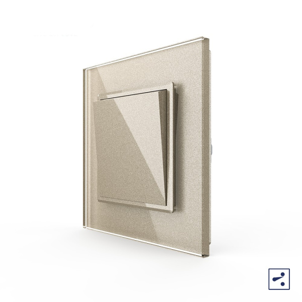 Одноклавишный проходной механический выключатель 1 пост, цвет шампань Livolo