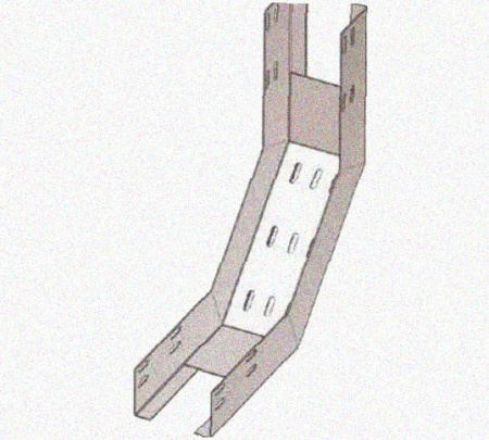 Лоток перфорированный КП 200х80-90 УХЛ1 для поворота трассы вверх на 90, оцинкованный лист S1,0
