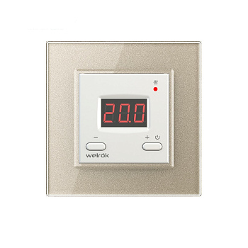 Терморегулятор Welrok ST для рамки LIVOLO с электронным управлением, датчик пола 3 м, цвет белый с рамкой шампань