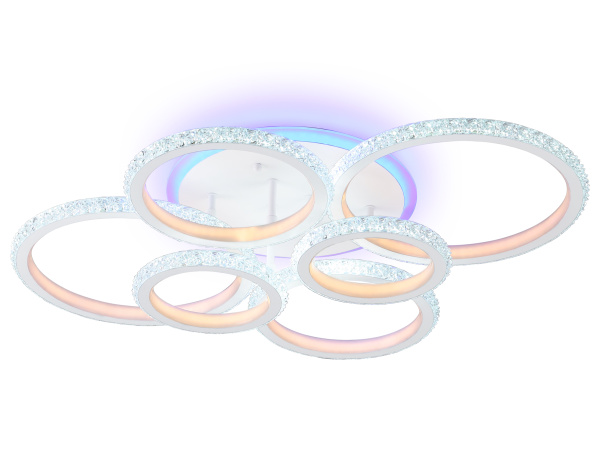 Светильник потолочный светодиодный с RGB подсветкой и пультом FA9528/2+2+2 WH белый 160W 6400K/3000K+RGB 720*540*140 (ПДУ РАДИО 2.4G) Ambrella Light