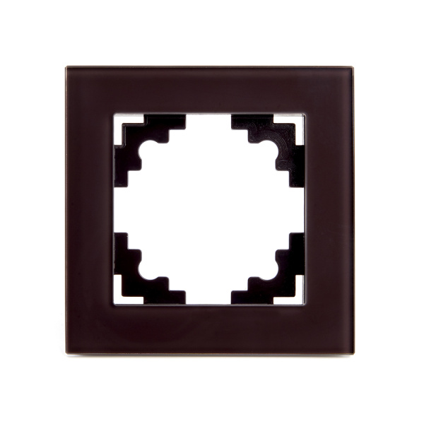 Рамка 1-местная, стекло, STEKKER, GFR00-7001-04, серия Катрин, шоколад