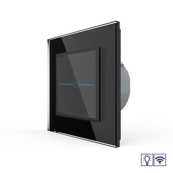 Сенсорный радиоуправляемый диммер Quadro 1 клавиша 1 пост Черный Livolo