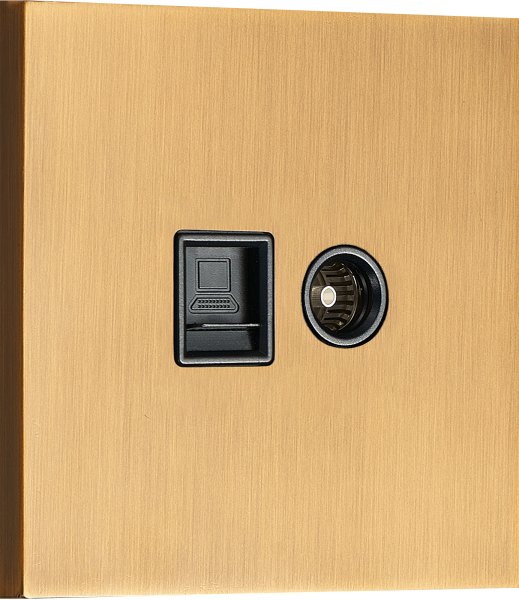 Donel N96 Комбинированая розетка TV + RJ45 (двойная) cat.6/ClassE, Латунь, серия DT