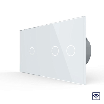 Сенсорный радиоуправляемый выключатель 3 клавиши (1-2), 2 поста Белый Livolo