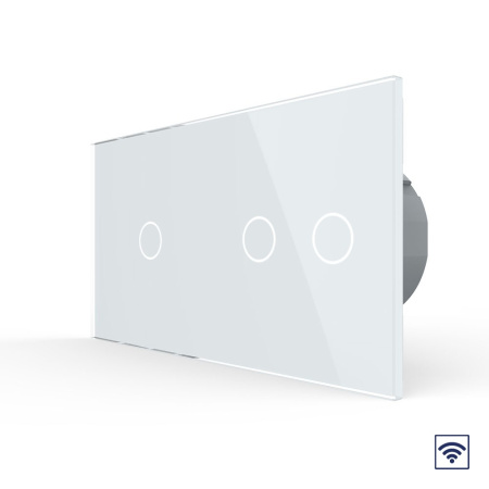 Сенсорный радиоуправляемый выключатель 3 клавиши (1-2), 2 поста Белый Livolo