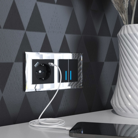 Розетка с быстрой зарядкой USB Type A+С черная Werkel