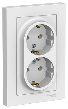 ATLASDESIGN РОЗЕТКА двойная с заземлением, 16А, в сборе, ЛОТОС Systeme Electric