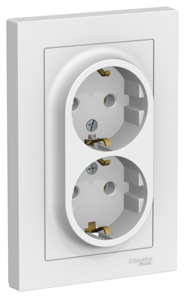 ATLASDESIGN РОЗЕТКА двойная с заземлением, 16А, в сборе, ЛОТОС Systeme Electric