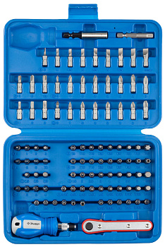 Набор Биты "ЭКСПЕРТ" УНИВЕРСАЛ, с мини-трещоткой и отверткой битодержателем, Cr-Mo, 99 предметов, в боксе. ЗУБР