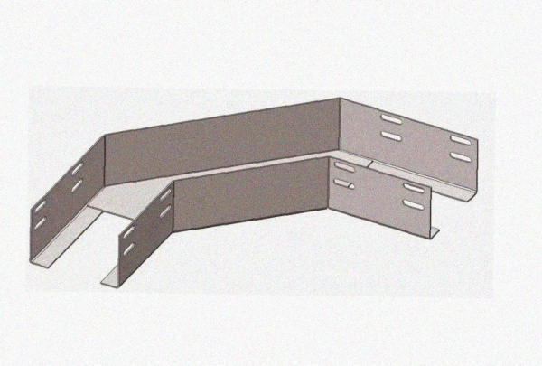 Лоток угловой замковый глухой КГЗГ 200х60-90 УХЛ1 поворот на 90, оцинкованный лист, S1,5