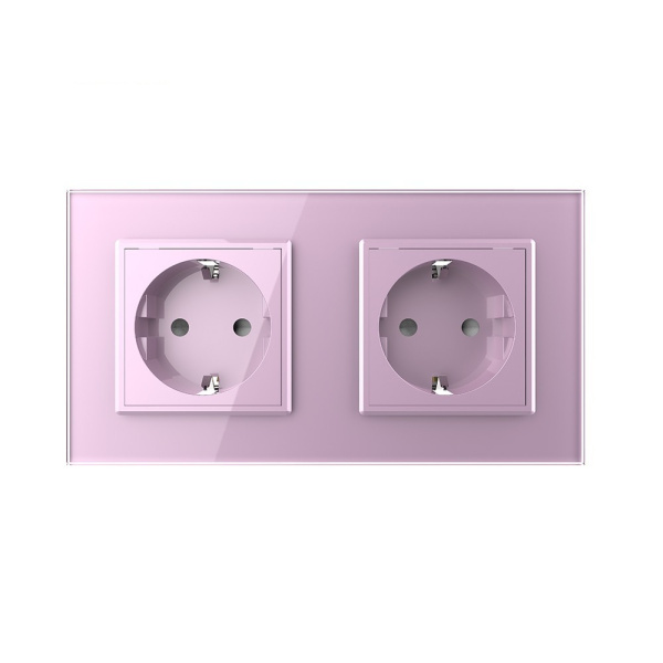 Розетка электрическая 16А 2 поста, цвет розовый Livolo