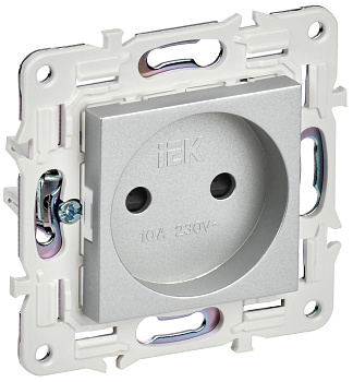 SKANDY Розетка без заземления с защитными шторками 10А SK-R01S серебряный IEK