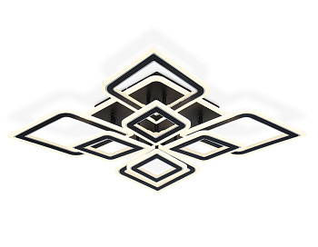 Светильник светодиодный потолочный с пультом FA8912/4+4 BK/CH черный/хром 162W 3000K-6400K 560*560*120 (ПДУ РАДИО 2.4G) Ambrella Light