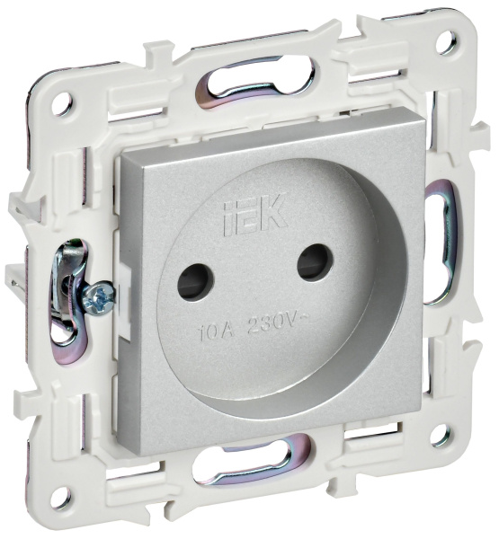 SKANDY Розетка без заземления с защитными шторками 10А SK-R01S серебряный IEK