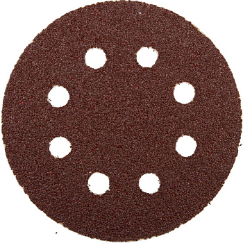Круг шлифовальный "Мастер" универсальный, из абразивной бумаги на велкро основе, 8 отверстий, Р40, 125мм, 5шт ЗУБР