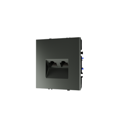 Розетка компьютерная встраиваемая Voltum S70 двойная RJ45+RJ45 КАТ.6, (титан)