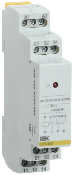 Реле промежуточное модульное OIR 3 контакта 8А 48В AC/DC IEK