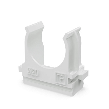 Крепёж-клипса для труб Полистирол белая d20 мм (100шт/1500шт уп/кор) Промрукав