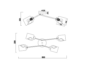 Потолочный светильник 4*E14 40Вт Матовое Золото IP20 Isabella FR5095CL-04G Freya
