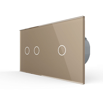 Сенсорный выключатель 3 клавиши (2-1), 2 поста Золотой Livolo