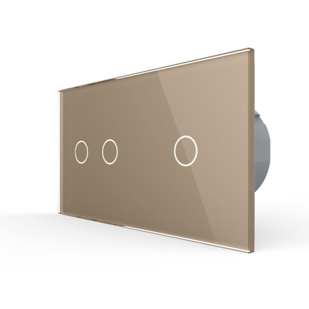 Сенсорный выключатель 3 клавиши (2-1), 2 поста Золотой Livolo