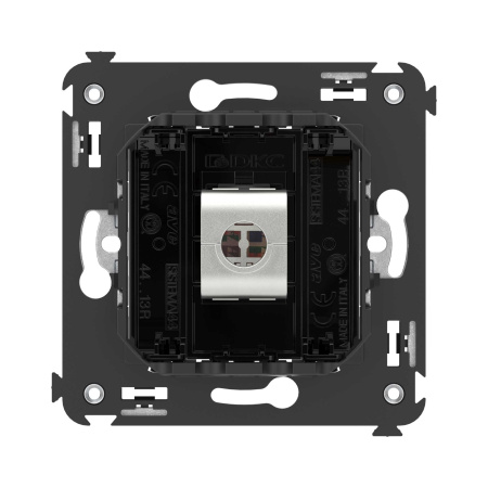 Компьютерная розетка RJ-45 без шторки в стену, кат.5e одинарная экранированная, "Avanti", "Черный квадрат" DKC