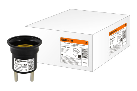 Переходник вилка-Е27 карболитовый, черный TDM Переходник вилка-Е27 карболитовый, черный TDM