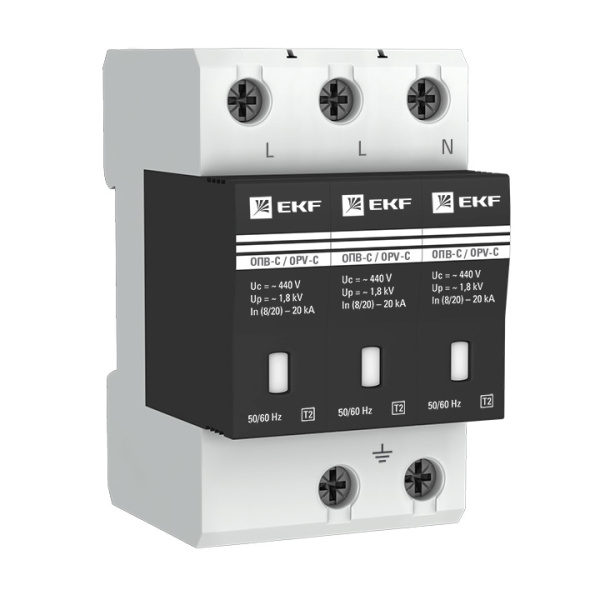 Ограничитель импульсных напряжений ОПВ-C 3П In 20кА 400В с сигн. EKF PROxima 