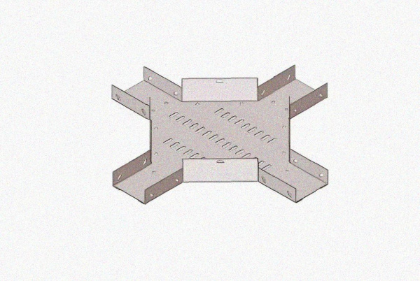 Лоток крестообразный замковый глухой КМЗГ 400х100 УТ1,5, оцинкованный лист, S1,5