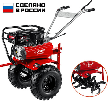 Усиленный бензиновый мотоблок с понижающей передачей, 7 л.с. ЗУБР