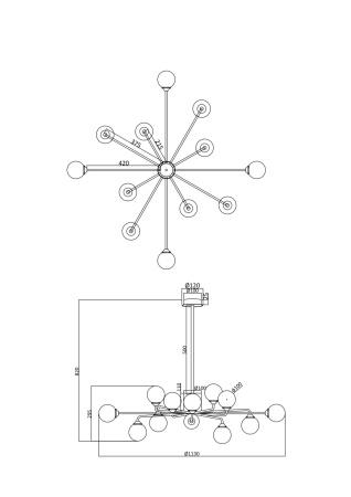 Люстра 12*G9 40Вт Матовое Золото IP20 Alexis FR5120PL-12G Freya