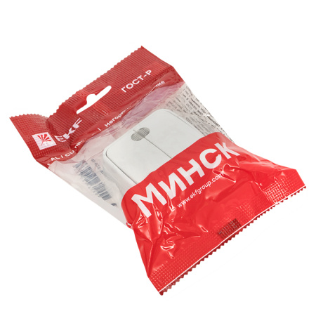 Минск Выключатель 2-клавишный ОП 10А с индикатором белый Basic EKF