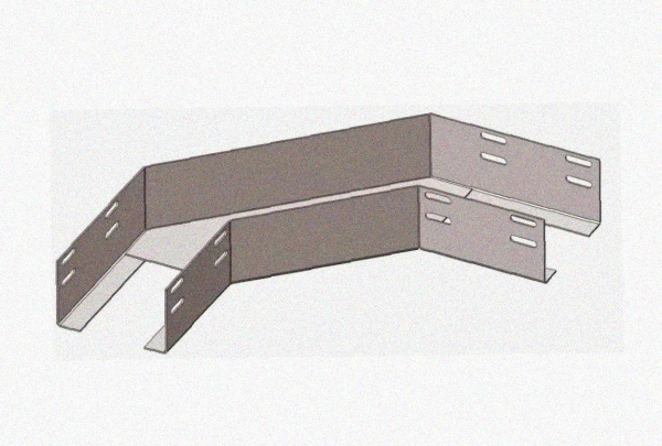 Лоток угловой замковый глухой КГЗГ 200х80-90 УХЛ1 поворот на 90, оцинкованный лист, S1,0